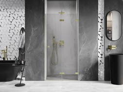 Mexen Lunar-F porte de douche pliantes droites 65 cm, transparentes, or brossé - 836-065-000-55-00-P