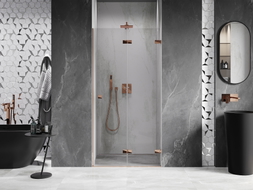 Mexen Lunar-F porte de douche pliante droite 75 cm, transparent, or rose - 836-075-000-60-00-P