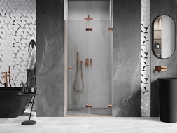 Mexen Lunaire-F porte de douche pliante droite 100 cm, transparent, or rose - 836-100-000-60-00-P