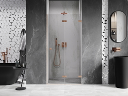 Mexen Lunar-F portes de douche pliantes droite 60 cm, transparent, cuivre brossé - 836-060-000-65-00-P