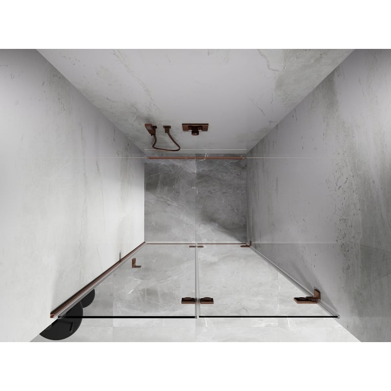 Mexen Lunar-F porte de douche pliante droite 70 cm, transparent, cuivre brossé - 836-070-000-65-00-P