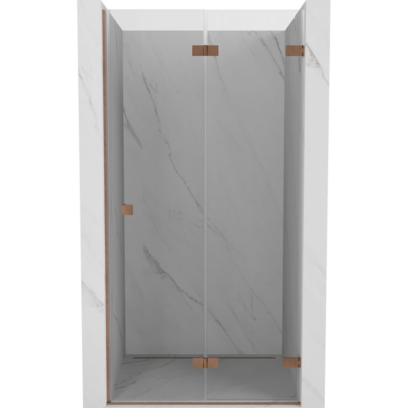Mexen Lunar-F porte de douche pliantes droites 75 cm, transparentes, cuivre brossé - 836-075-000-65-00-P