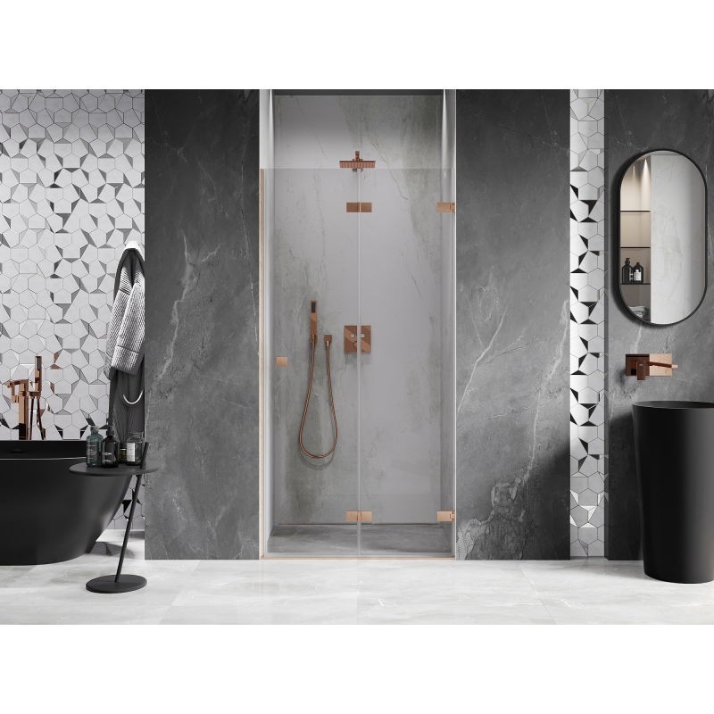 Mexen Lunar-F porte de douche pliante droite 80 cm, transparent, cuivre brossé - 836-080-000-65-00-P