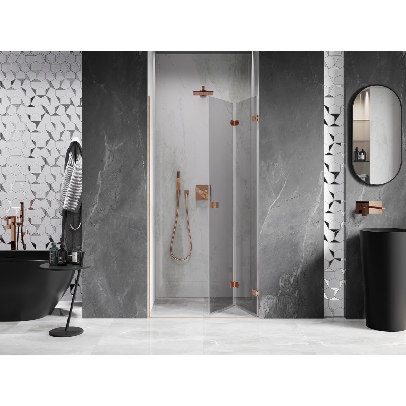 Mexen Lunar-F porte de douche pliantes droites 90 cm, transparent, cuivre brossé - 836-090-000-65-00-P