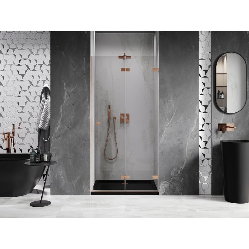 Mexen Lunar-F porte de douche pliantes droites 90 cm, transparent, cuivre brossé - 836-090-000-65-00-P