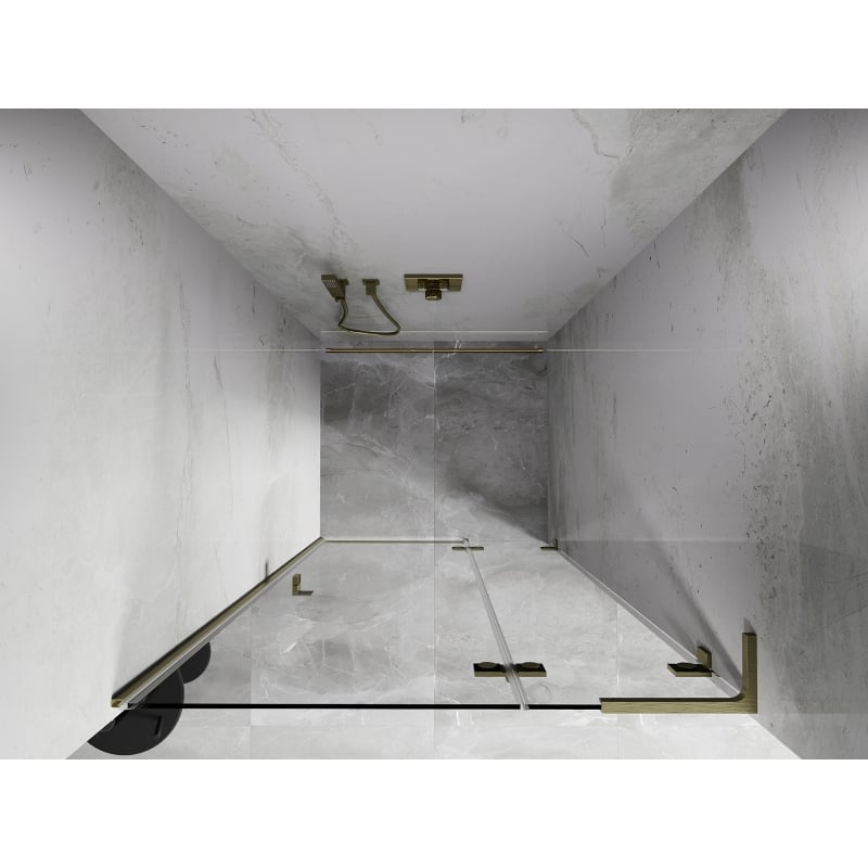 Mexen Lunar L porte de douche pivotante droite 125 cm, transparent, or brossé - 834L-125-000-55-00-P