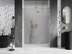 Mexen Lunar L porte de douche pivotante droite 135 cm, transparent, doré brossé - 834L-135-000-55-00-P