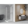 Mexen Rio cabine de douche carrée 80 x 80 cm, givre, chrome + receveur Rio, blanc - 860-080-080-01-30-4510
