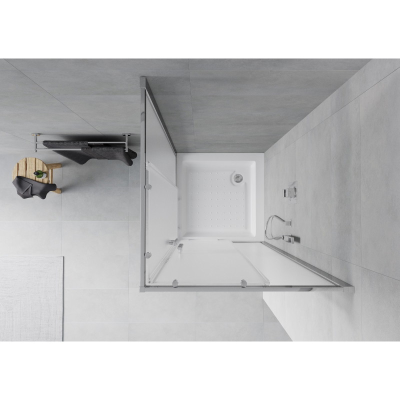 Mexen Rio cabine de douche carrée 80 x 80 cm, givre, chrome + receveur, blanc - 860-080-080-01-30-4510