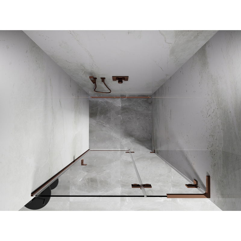 Mexen Lunar L porte de douche battante droite 90 cm, transparent, or rose - 834L-090-000-60-00-P