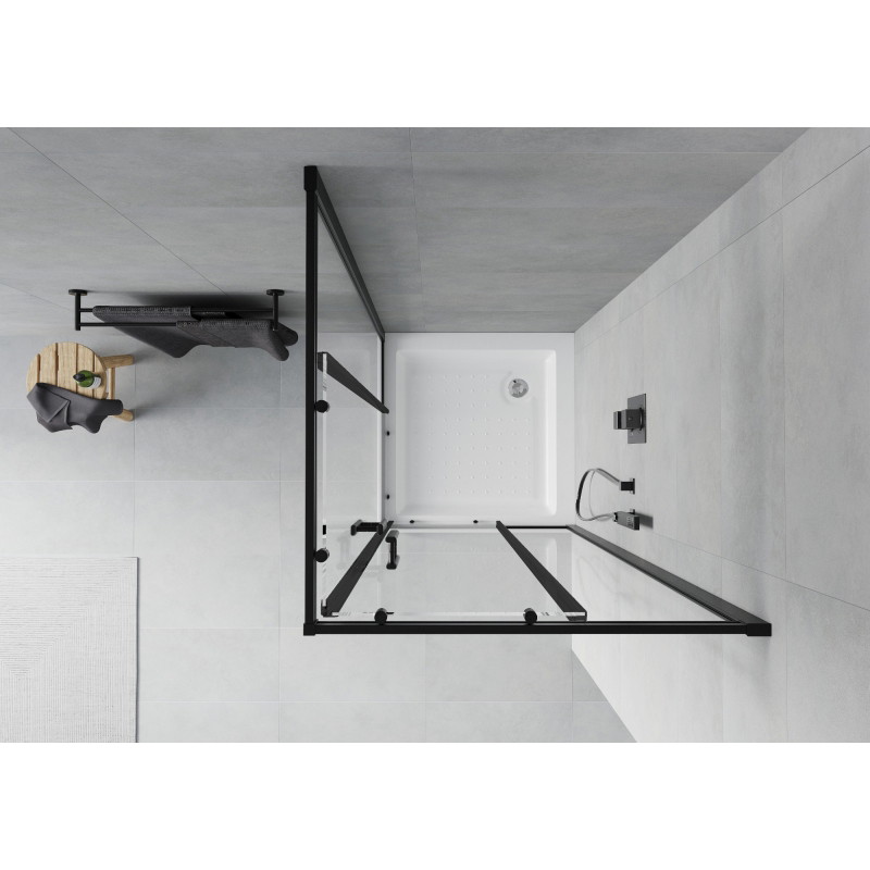 Mexen Rio cabine de douche carrée 70 x 70 cm, transparente, noire + receveur, blanc - 860-070-070-70-00-4510