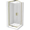 Mexen Rio cabine de douche carrée 70 x 70 cm, transparente, or + receveur, blanc - 860-070-070-50-00-4510