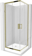 Mexen Rio cabine de douche carrée 70 x 70 cm, transparent, dorée + receveur Rio, blanc - 860-070-070-50-00-4510