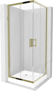 Mexen Rio cabine de douche carrée 70 x 70 cm, transparente, or + receveur, blanc - 860-070-070-50-00-4510