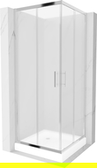 Cabine de douche carrée Mexen Rio 70 x 70 cm, givre, chrome + bac à douche Rio, blanc - 860-070-070-01-30-4510