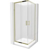 Mexen Rio cabine de douche carrée 70 x 70 cm, dépoli, or + receveur de douche, blanc - 860-070-070-50-30-4510