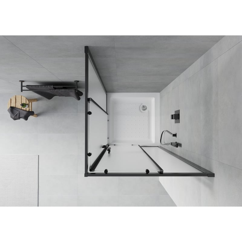 Mexen Rio cabine de douche carrée 70 x 70 cm, givrée, noire + bac à douche Rio, blanc - 860-070-070-70-30-4510