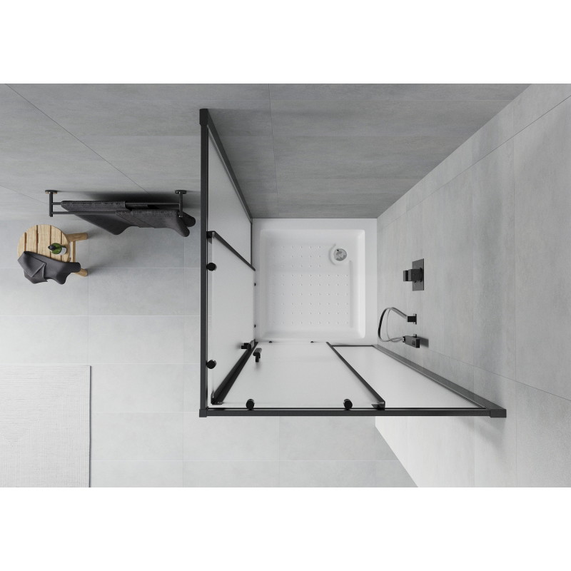 Mexen Rio cabine de douche carrée 70 x 70 cm, givrée, noire + receveur, blanc - 860-070-070-70-30-4510