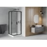 Mexen Rio cabine de douche carrée 70 x 70 cm, givrée, noire + bac à douche Rio, blanc - 860-070-070-70-30-4510