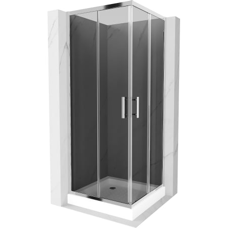 Mexen Rio cabine de douche carrée 70 x 70 cm, graphite, chromé + receveur de douche, blanc - 860-070-070-01-40-4510
