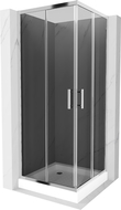 Mexen Rio cabine de douche carrée 70 x 70 cm, graphite, chrome + receveur Rio, blanc - 860-070-070-01-40-4510