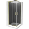 Mexen Rio cabine de douche carrée 70 x 70 cm, graphite, or + receveur de douche Rio, blanc - 860-070-070-50-40-4510