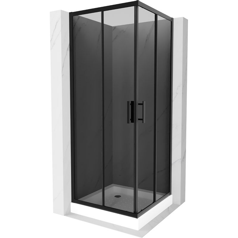 Enceinte de Douche Carrée Mexen Rio 70 x 70 cm, Graphite, Noir avec Receveur Rio, Blanc - 860-070-070-70-40-4510