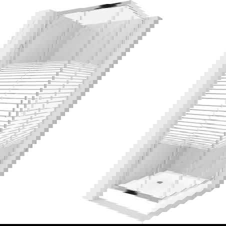 Mexen Rio cabine de douche carrée 70 x 70 cm, bandes, chromé + receveur Rio, blanc - 860-070-070-01-20-4510