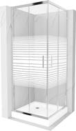 Mexen Rio cabine de douche carrée 70 x 70 cm, bandes, chromé + receveur Rio, blanc - 860-070-070-01-20-4510