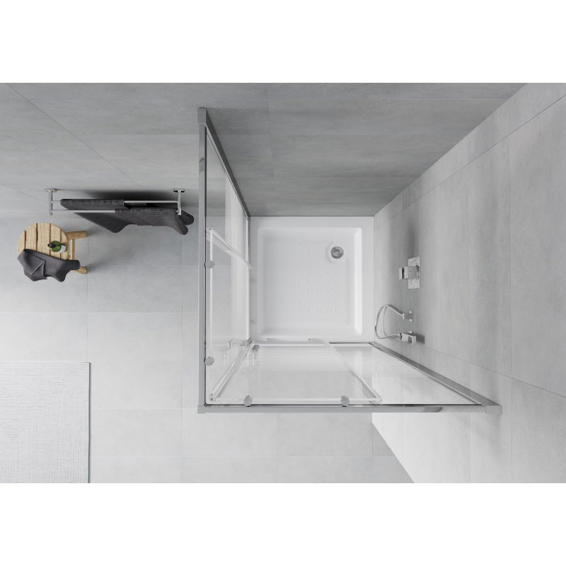 Mexen Rio cabine de douche carrée 70 x 70 cm, bandes blanches, chrome + receveur de douche blanc - 860-070-070-01-20-4510