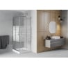 Mexen Rio cabine de douche carrée 70 x 70 cm, rayures blanches, chromé + receveur Rio, blanc - 860-070-070-01-20-4510
