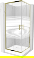 Mexen Rio cabine de douche carrée 70 x 70 cm, bandes blanches, or + receveur , blanc - 860-070-070-50-20-4510