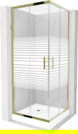 Mexen Rio cabine de douche carrée 70 x 70 cm, bandes, or + receveur Rio, blanc - 860-070-070-50-20-4510