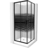 Mexen Rio cabine de douche carrée 70 x 70 cm, bandes noires, noire + receveur, blanc - 860-070-070-70-20-4510