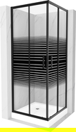 Mexen Rio cabine de douche carrée 70 x 70 cm, bandes noires, noire + receveur, blanc - 860-070-070-70-20-4510