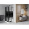 Mexen Rio cabine de douche carrée 70 x 70 cm, bandes noires, noire + receveur, blanc - 860-070-070-70-20-4510