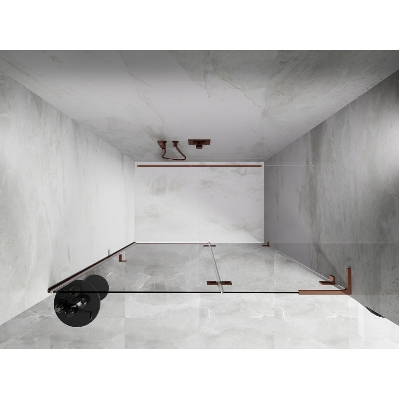Mexen Lunar L porte de douche pivotante droite 130 cm, transparent, or rose - 834L-130-000-60-00-P