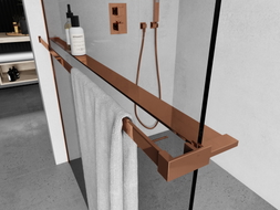 Mexen étagère pour paroi de douche avec rail pour serviettes, or rose - 800-02-60