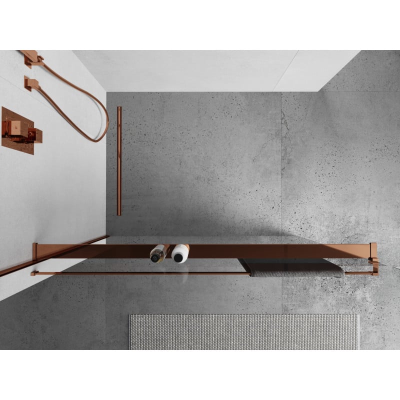 Mexen étagère pour paroi de douche avec barre pour serviettes, or rose - 800-02-60