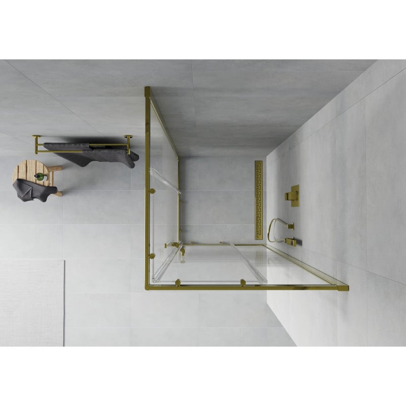 Mexen Rio cabine de douche carrée 70 x 70 cm, transparente, or - 860-070-070-50-00