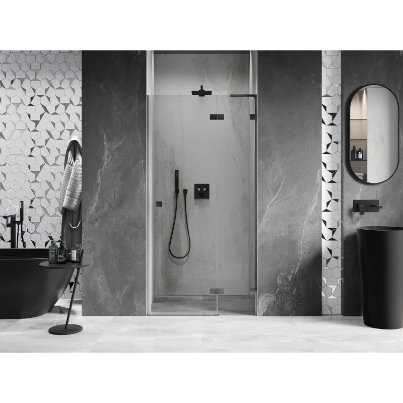Mexen Lunar L porte de douche pivotante droite 120 cm, transparent, gris canon brossé - 834L-120-000-66-00-P