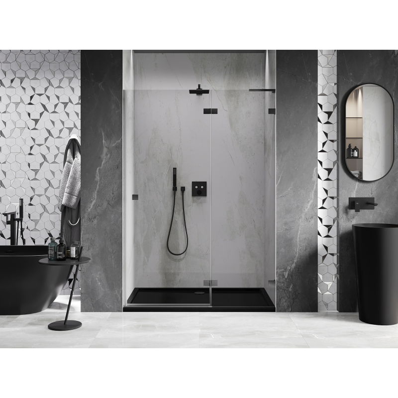 Mexen Lunar L porte de douche pivotante droite 135 cm, transparent, gris canon brossé - 834L-135-000-66-00-P