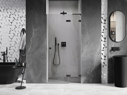 Mexen Lunar L porte de douche pivotante droite 100 cm, transparent, noir - 834L-100-000-70-00-P