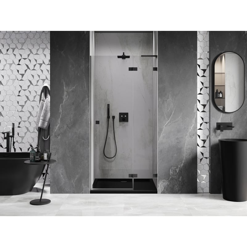 Mexen Lunar L porte de douche pivotante droite 110 cm, transparent, noir - 834L-110-000-70-00-P