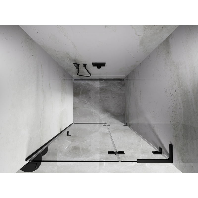 Mexen Lunar L porte de douche à charnière droite 115 cm, transparent, noir - 834L-115-000-70-00-P