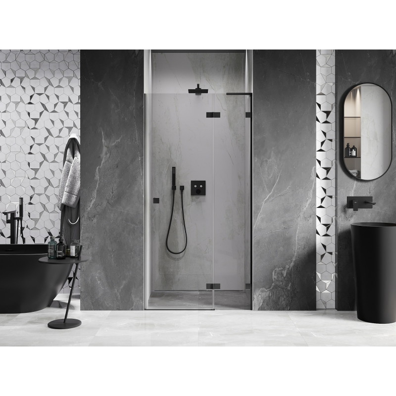 Mexen Lunar L porte de douche pivotante droite 120 cm, transparent, noir - 834L-120-000-70-00-P