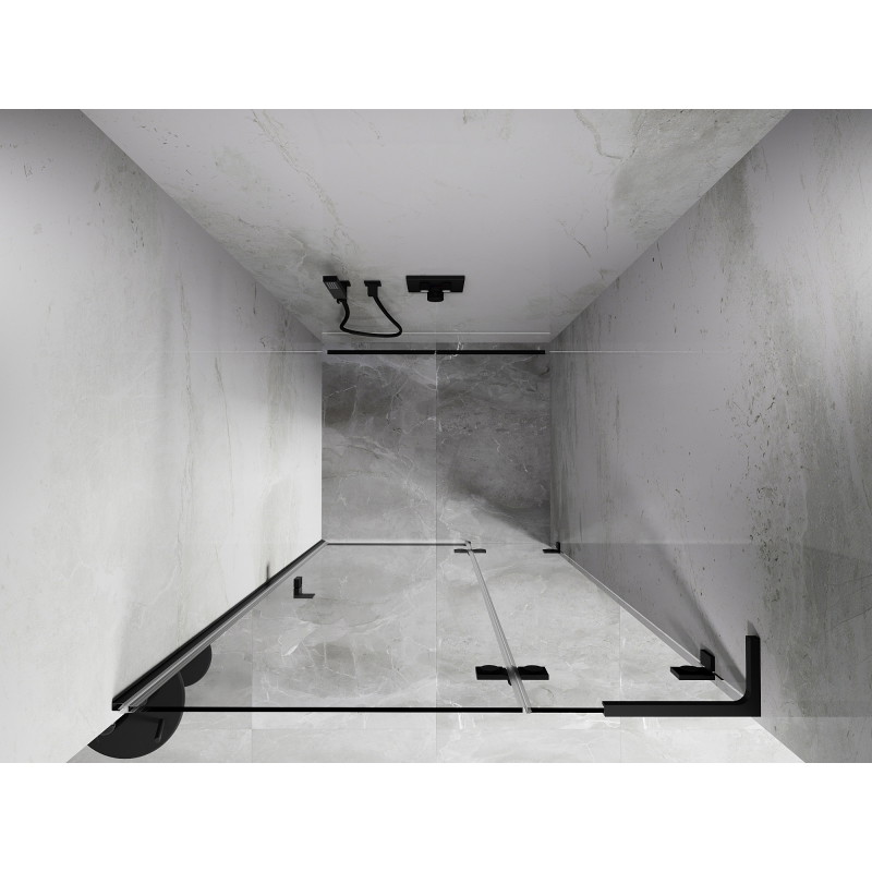 Mexen Lunar L porte de douche pivotante droite 120 cm, transparent, noir - 834L-120-000-70-00-P