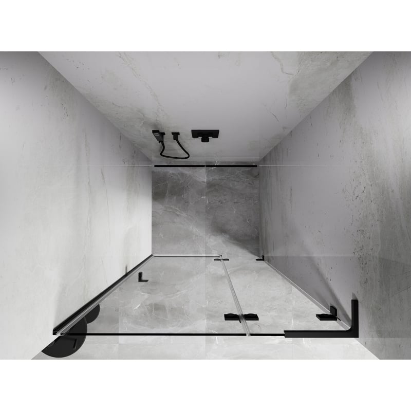Mexen Lunar L porte de douche pivotante droite 125 cm, transparent, noir - 834L-125-000-70-00-P
