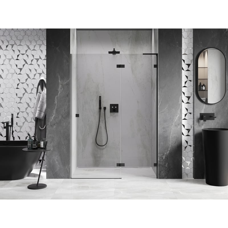 Mexen Lunar L porte de douche pivotante droite 135 cm, transparent, noir - 834L-135-000-70-00-P
