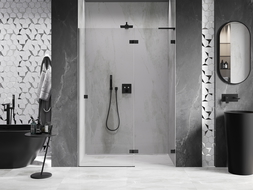Mexen Lunar L porte de douche pivotante droite 140 cm, transparent, noir - 834L-140-000-70-00-P